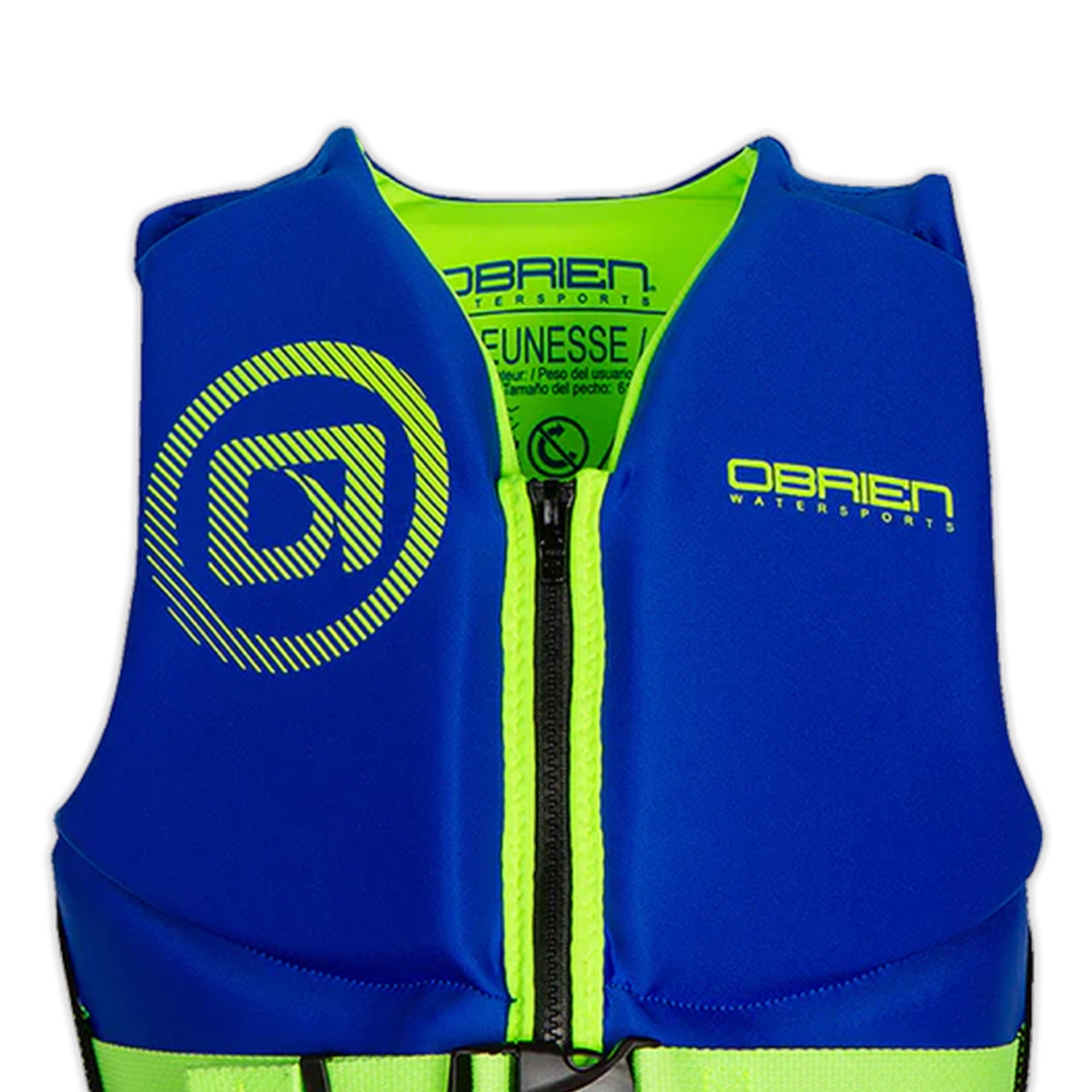 O'Brien Youth Traditional Neoprene CGA Life Jacket, Size 55 to 85 lb, Blue/Green