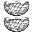 thumbnail image 2 of Fruit Wire Basket Black Iron Wire Fruit Basket for Storage 2Pcs Hollow Container, 2 of 4