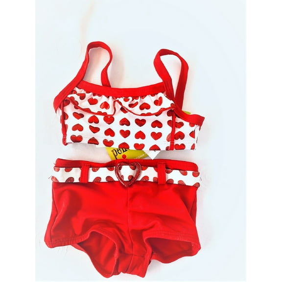 Penelope Mack Girl's 2 Pieces Swimming Set, Size 4T, Red/White