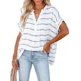 thumbnail image 3 of SAYOO , camisetas de manga corta para mujer, Color sólido/estampado, verano, cuello en V, blusas casuales sueltas, blusa, ropa de calle SAYOO Moda, 3 of 9
