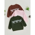 thumbnail image 3 of Newborn Baby Toddler Girl Sweater 6 12 18 24 Months 2T 3T 4T Casual Bow Embroidery Warm Knitted Long Sleeves Pullover Infant Knitwear, 3 of 9