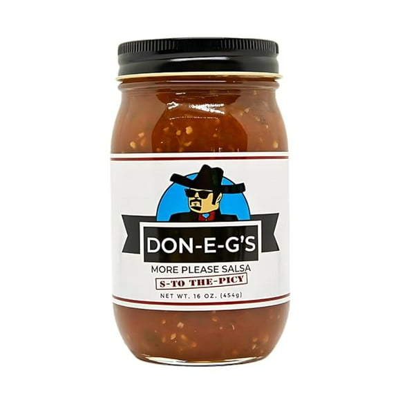 Don-E-G's "More Please" S-TO THE-PICY Salsa - Authentic Irresistible Homemade Taste, Made with a Secret Family Recipe, Made in Arkansas, 16 oz (1 Pack)