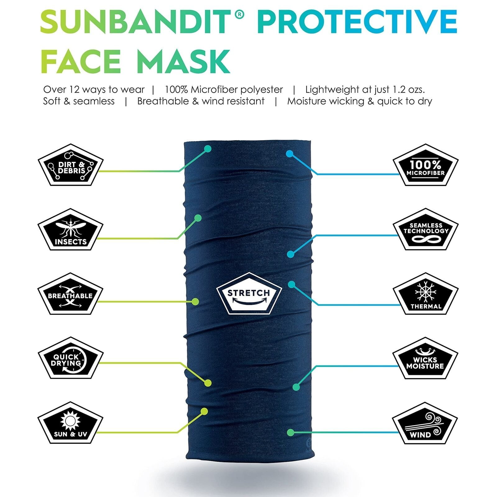 Flying Fisherman™ Blue DigiCamo Sunbandit®, Cloth Face Mask - One Size Fits All