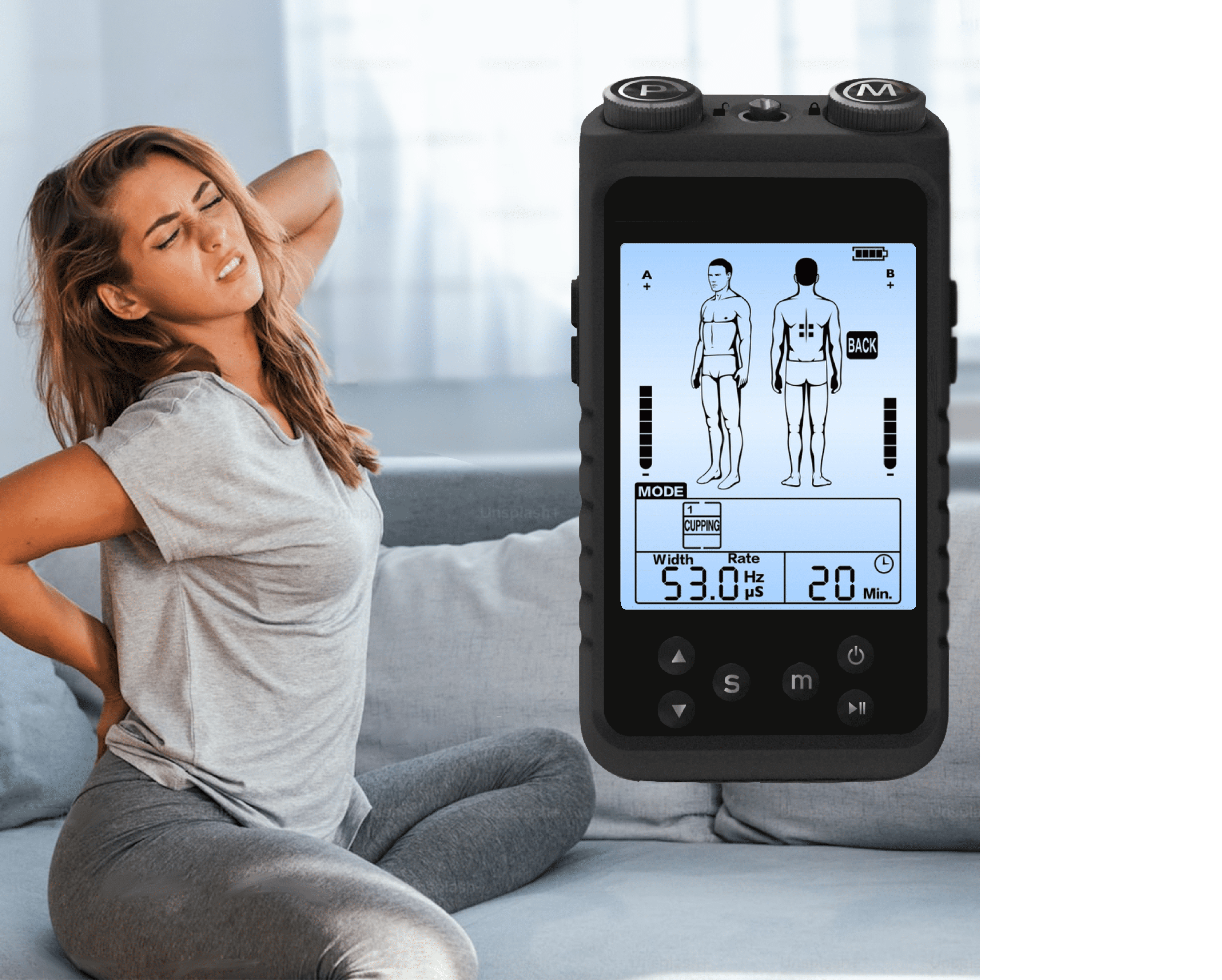 Rechargeable Tens Unit With 24 Modes And 8 Electrode Pads - Dual Channel  Muscle Stimulator For Pain Relief And Therapy - Digital Electronic Pulse  Massager - Temu