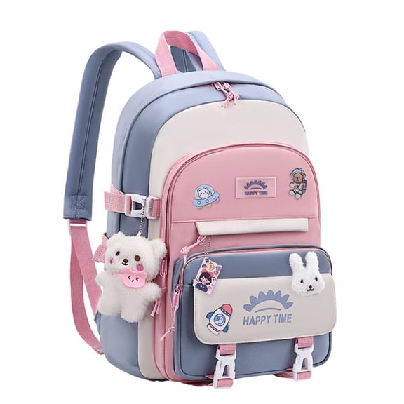 School Backpack Casual Laptop School Bag with Pins and Pendant for Student