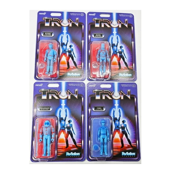 Disney Parks Super7 ReAction Figures TRON Flynn Sark Yori Warrior Set Of 4 Boxed