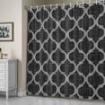 thumbnail image 5 of Black Plaid Shower Curtain, Retro Country Moroccan National Geometrical Plaid Waterproof Shower Curtain Set with 12 Hooks Lightweight Bath Curtains Fabric Bathroom Decor 48x72 Inches, 5 of 9