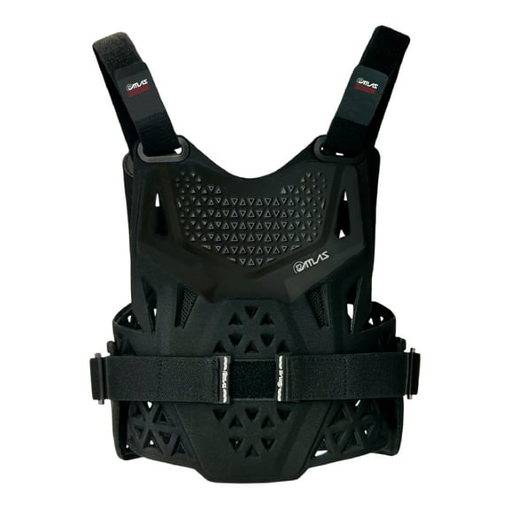 Atlas Charger PeeWee Black Chest Protector –A1010-01-000 CE Certified PeeWee Motocross Armor, Lightweight Upper Body Protection, Dirt Bike and BMX gear for young riders.