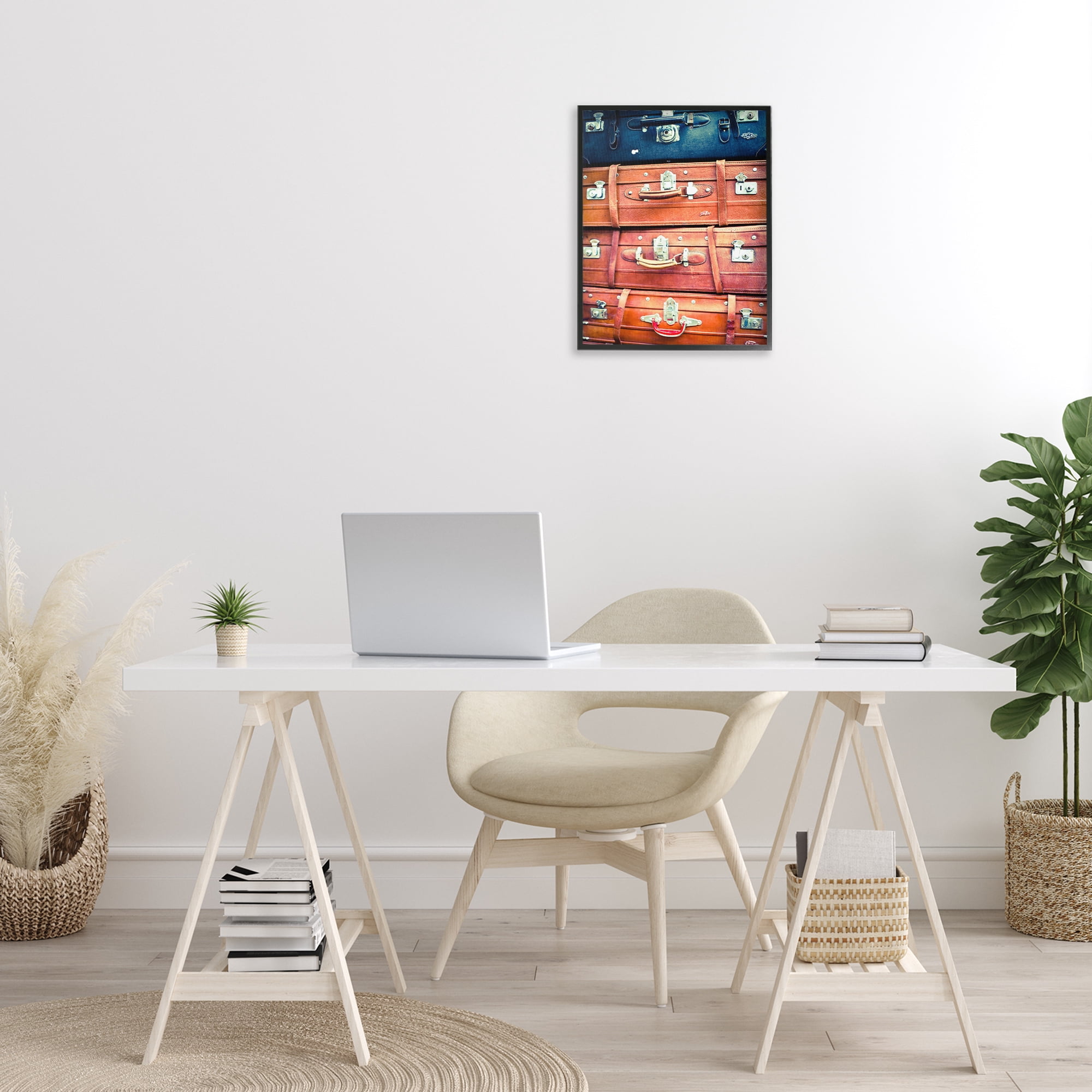 Stupell Industries Varied Stacked Suitcases Novelty Photography Black Framed Art Print Wall Art, 16 x 20
