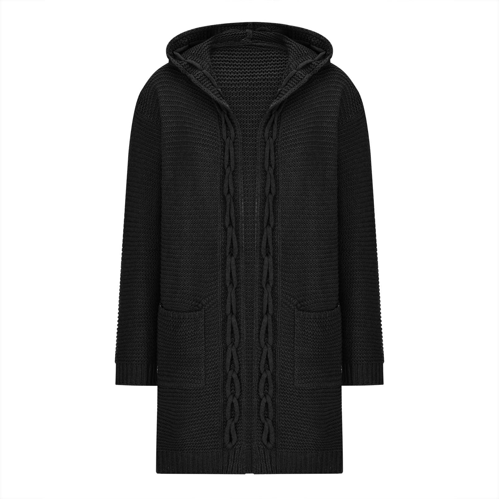 RYRJJ Hooded Open Front Cardigan for Women Cable Knit Sweaters