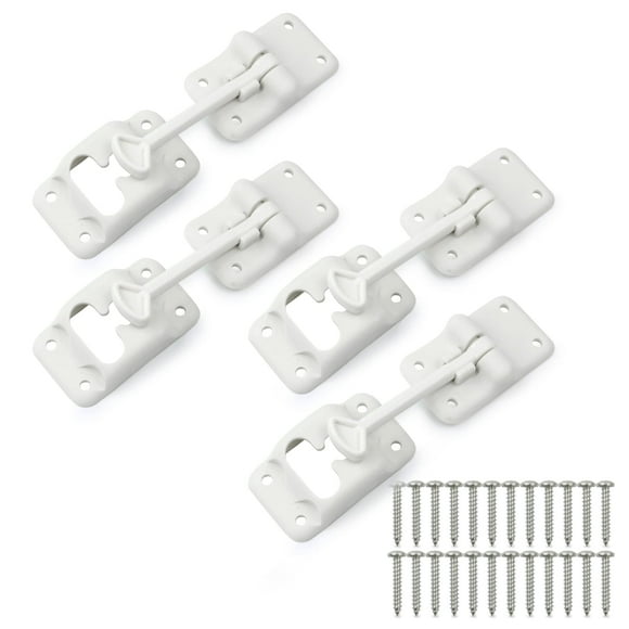 Leisure Coachworks 4-Pack White RV T-Style Door Holder Catch 4"" 4 Pack for Latch Holder Camper Trailer Cargo Hatch (White 4"" 4-Pack)