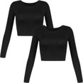 thumbnail image 1 of GHSDFBB Women's Basic Round Neck Long Sleeve Crop Top, 1 of 7