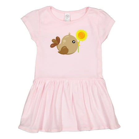 

Inktastic Cute Bird Little Bird Brown Bird Sunflower Gift Toddler Girl Dress