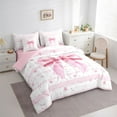 thumbnail image 3 of Feelyou Pink Princess Bowknot Bedding Comforter Set 7pcs, Stars Lines Queen Bedding Sets, 3 of 8