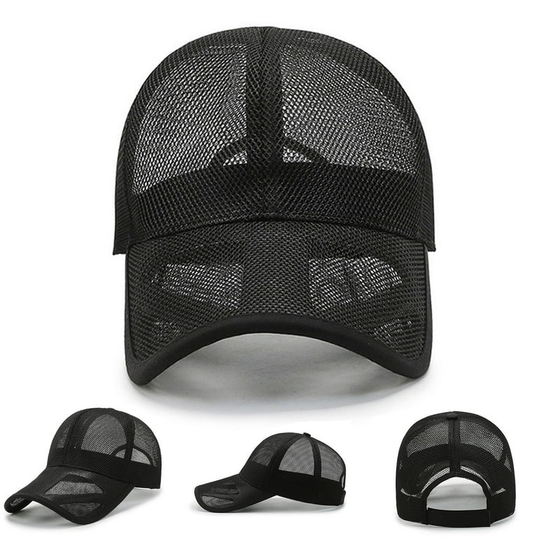 Label Design Mesh Breathable Baseball Cap In BLACK