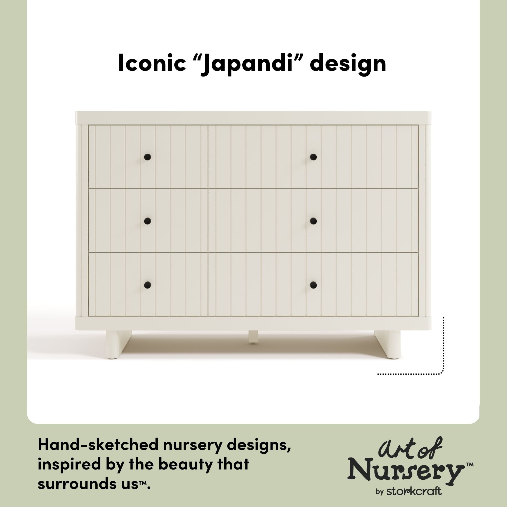 Art of Nursery by Storkcraft Kyoto 6 Drawer Nursery Dresser, Frosted Oat
