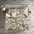 thumbnail image 2 of Ambesonne Hummingbirds Quilted Coverlet 3 Pcs, Bird Flowers Pattern, Queen Size, Ivory Brown, 2 of 2
