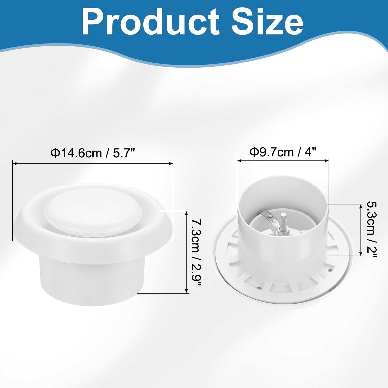 Uxcell 4 Inch Round Air Vent Cover, ABS Exhaust Adjustable Valve Diffuser, White