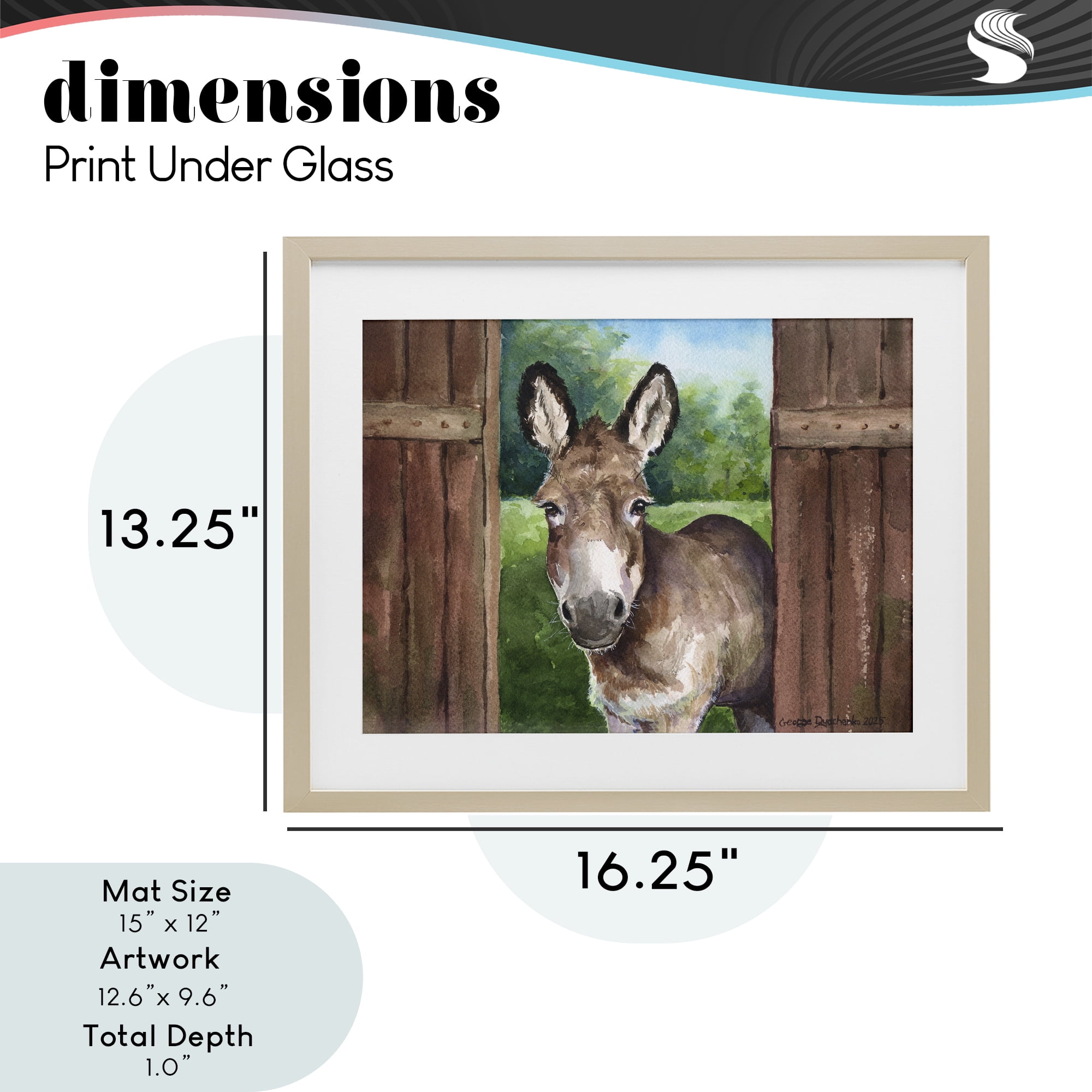 Stupell Industries Donkey in Wooden Gate Birch Framed Print Under Glass, design by George Dyachenko