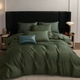 thumbnail image 6 of MooMee Duvet Cover Set King 600-TC 100% Extra Long-Staple Cotton Sateen Silky Smooth Luxury (Olive Green), 6 of 6