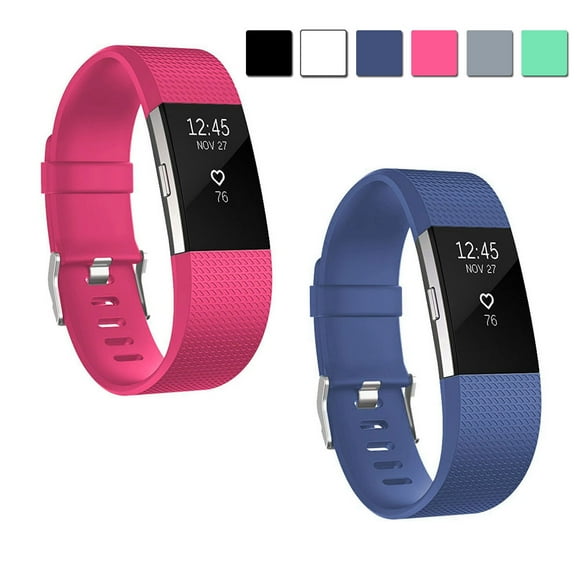 For Fitbit Charge 2 Bands, 2-Pack Replacement Soft Silicone Sport Strap Wristband Accessories for Fitbit Charge 2 Smartwatch