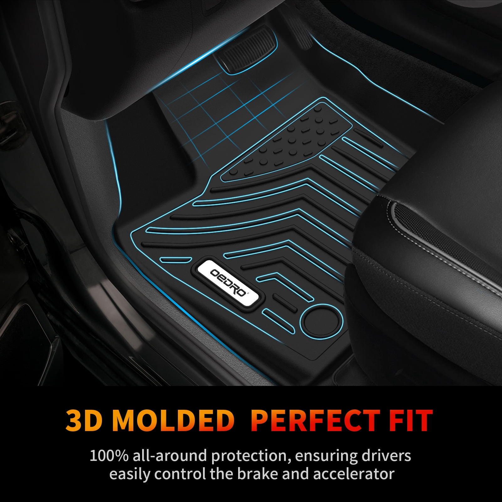 RVNI Floor Mats Liner Set 3D TPE For 2022 2023 2024 Toyota Tundra Double Cab 2 Row