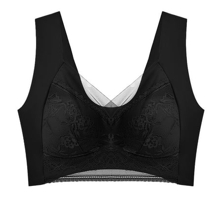 Audhol Lace Bralette Push Up Bra Black 5XL