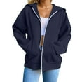 thumbnail image 2 of Hoodie Womens Navy Zip Up Hoodie Womens Long Sleeve Tops Casual Women Pullover Hoodie Trendy Hoodie XXXXL, 2 of 8