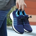 thumbnail image 5 of OHGOD Lightweight Sneakers for Women, Womens Tennis Shoes, Athletic Shoes Women, Women’s Air Cushion Flyknit Slip-On Sneakers - Stylish and Comfortable Casual Shoes - Blue - 8.5, 5 of 9