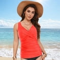 thumbnail image 4 of HCNTES Womens Plus Size Tankini Tops Built-in Bra Bathing Suit Tops Casual Loose Blouson Swimsuits Tops(Watermelon Red,L), 4 of 9