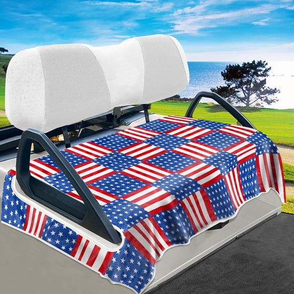 American Flag Golf Cart Seat Covers, Universal Fit for EZGO, Club Car, Yamaha 51"x31", 2 Passenger Golf Cart Seat Protector, Durable Washable
