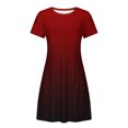 thumbnail image 5 of Uaswgudfs 2025 Summer Casual Short Sleeve A-Line Dress for Women - Crew Neck Flared Skirt & Lightweight Fabric for Everyday Red XL, 5 of 5