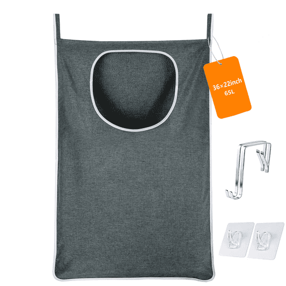 XL Hanging Laundry Hamper, Over the Door Laundry Hamper and Baskets, Wide Opening Hanging Laundry Bag,Hanging Hamper for Bathroom,Dorm(Heather Grey, 36x22 Inch)