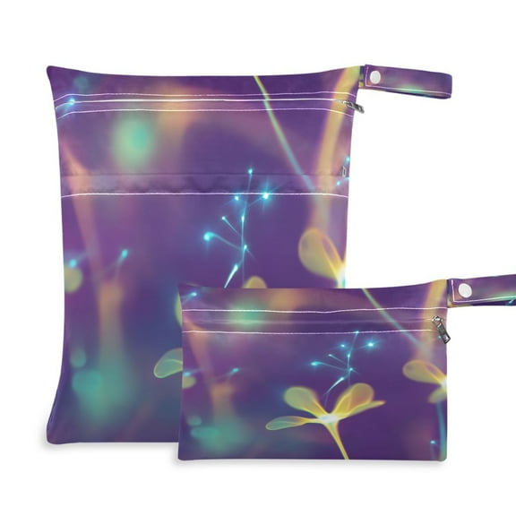 2 PCS Wet Dry Bags for Baby Cloth Diapers Reusable Waterproof Wet Bags for Stroller, Travel & Gym A Close-up Of Glowing Shapes