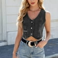 thumbnail image 4 of Tauxra Womens Fashion Sweaters,Women's Denim Vest, Washed V Neck Sleeveless Casual Summer Top, 4 of 7