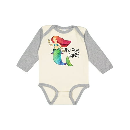 

Inktastic The Sea Calls Mermaid with Red Hair Gift Baby Boy or Baby Girl Long Sleeve Bodysuit