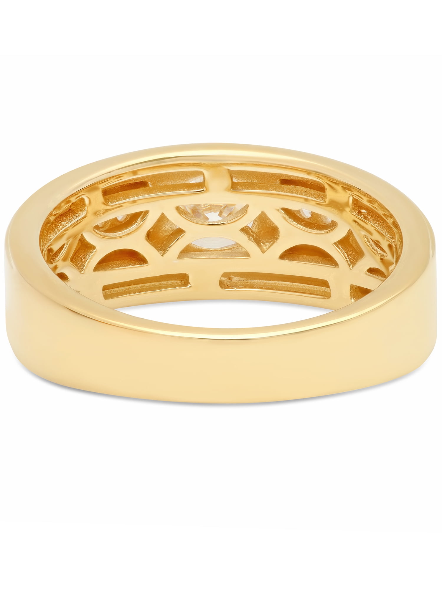 Mens 14K Gold Plated Sterling Silver Cubic Zirconia Solitaire Ring