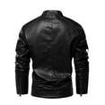 thumbnail image 5 of IYTR Mens Slim Punk Jacket Solid Color Long Sleeve Jacket Zipper Stand-up Collar Fashion Leather Jacket Coats with Pocket Black L, 5 of 5