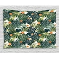 thumbnail image 1 of Hawaii Tapestry, Colorful Palm Trees Tropical Plants with Botanical Inspirations, Wall Hanging for Bedroom Living Room Dorm Decor, 80W X 60L Inches, Fern Green Jade Green Orange, by Ambesonne, 1 of 2