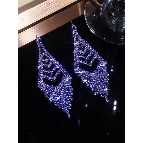 Lavender CZ Crystal Tassel Dangle Earrings 01# Fashion Jewelry Pair