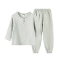 thumbnail image 2 of hoksml Boys Cotton Loungewear Set, Long Sleeve Henley Shirt and Jogger Pants, Kids 2-Piece Casual Outfit, 2 of 5