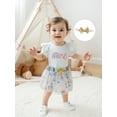 thumbnail image 3 of Rovasas Baby Girl 1st Birthday Outfit Short Sleeve Romper Rainbow Skirt Bow, 3 of 9
