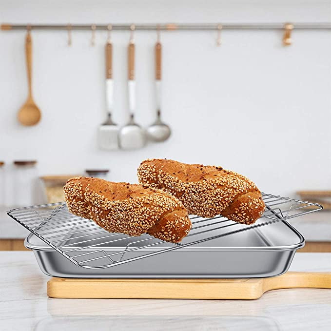 Sheet Baking Pan And Bakeable Nonstick Cooling Rack, Stainless Steel