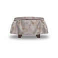 thumbnail image 4 of Cat Ottoman Cover, Childish Kitties Pastel Love, 2 Piece Slipcover Set with Ruffle Skirt for Square Round Cube Footstool Decorative Home Accent, Standard Size, Salmon and Multicolor, by Ambesonne, 4 of 5
