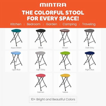 Mintra Folding Stools - 18.5in Height, Metal, Heavy Duty (1 Pack, Light Grey)