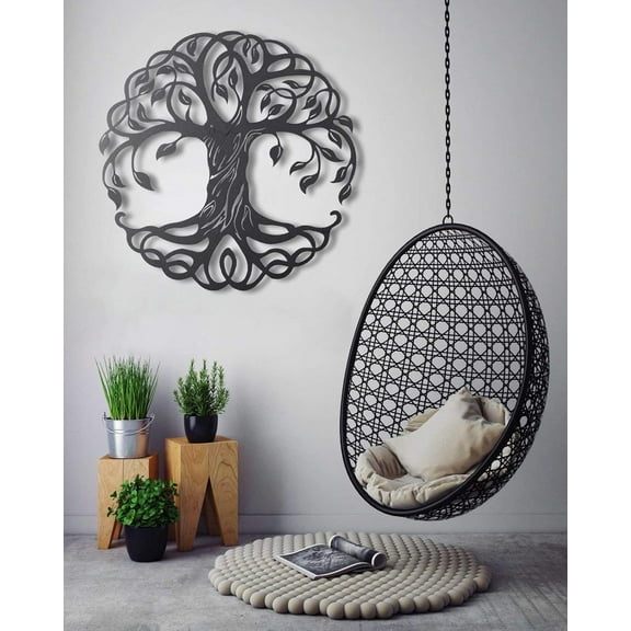 Tubibu Tree of Life - Family Tree - 3D Wall Silhouette, Wall Plaque, Metal Wall Decor Home Office Decoration Bedroom Living Room Decor Sculpture (Medium)