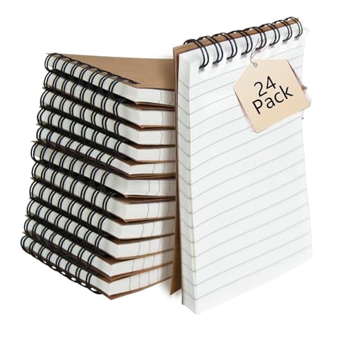 24 Pack 3x5 Inch Spiral Pocket Notebooks, College Ruled Lined Memo Pads for Home and Work