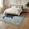 thumbnail image 3 of ODIKA Map Ocean Nautical Frame Shells Compass Coral Border Vintage Turtle Flowing Foldable Easy Care for Queen Size Bedroom, Under Bed, Master Suite, 3 of 7