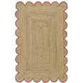 thumbnail image 4 of Rectangular Jute Area Rug For Home And Living Room Décor Scalloped Natural Jute Floor Carpet Area Rug Pink 2'6" x 18' BY KALVEERA, 4 of 5