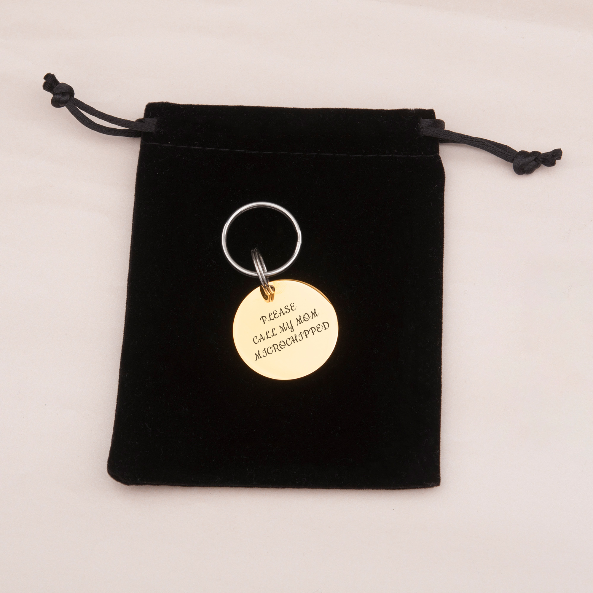 Anavia Stainless Steel Metal Round Name - State - Phone Number Birthday Holiday Christmas Engraved Dog Cat ID Tag, Gold